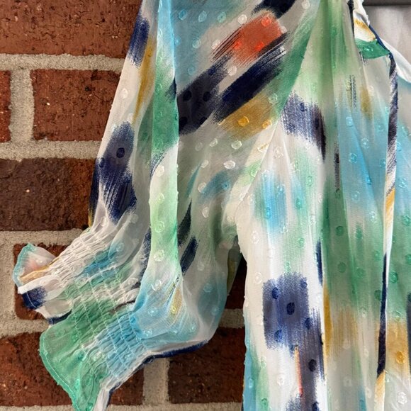 NWT Jade Melody Tam Maxi Dress XS | Watercolor Print | Tiered Swiss Dot - Picture 3 of 8